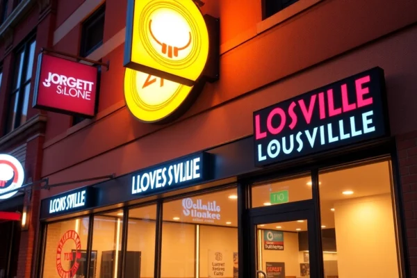 Top-Rated Sign Company in Louisville Delivers Custom Signs, Graphics & Signage Solutions Custom sign company in Louisville showcasing illuminated business signs on a modern building at dusk, emphasizing quality craftsmanship and branding impact