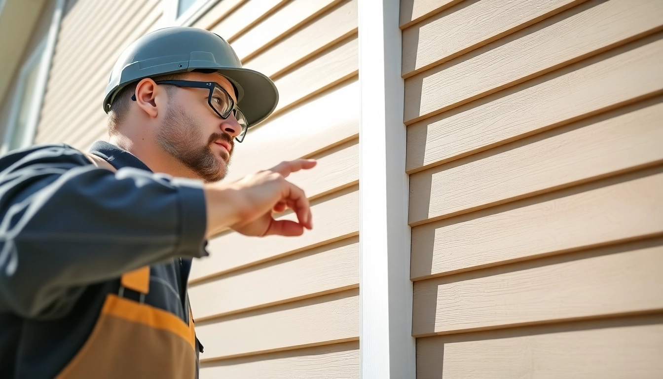 Siding contractor installing durable vinyl siding on a residential home for improved curb appeal and protection.