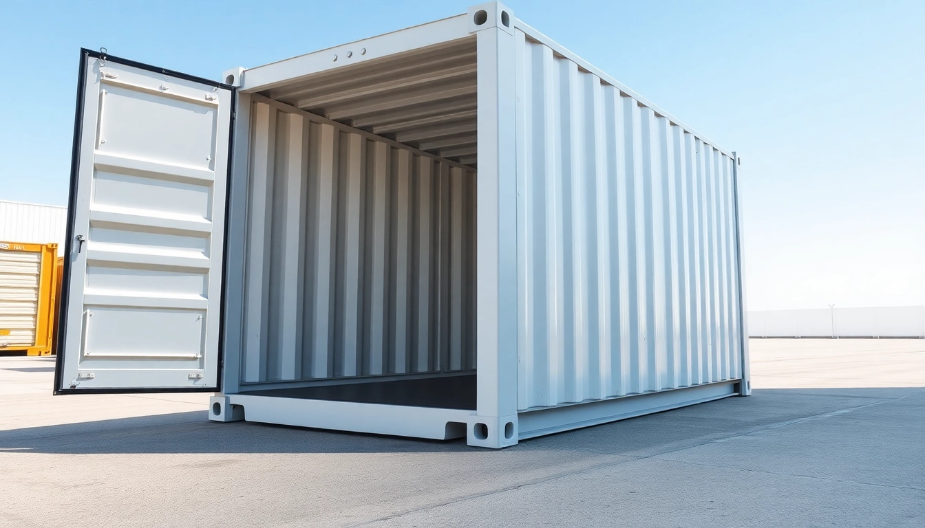 Efficient container rental solution with accessible storage containers ready for quick deployment and secure storage in outdoor environments.