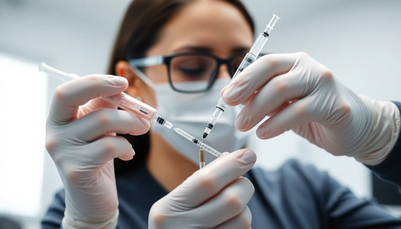 Fettwegspritze Zürich: Experienced specialist performing injection against a clean clinical background for precise fat reduction.