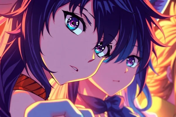 AI generated hentai scene showing vibrant anime characters in detailed fantasy poses for realistic digital art experience.